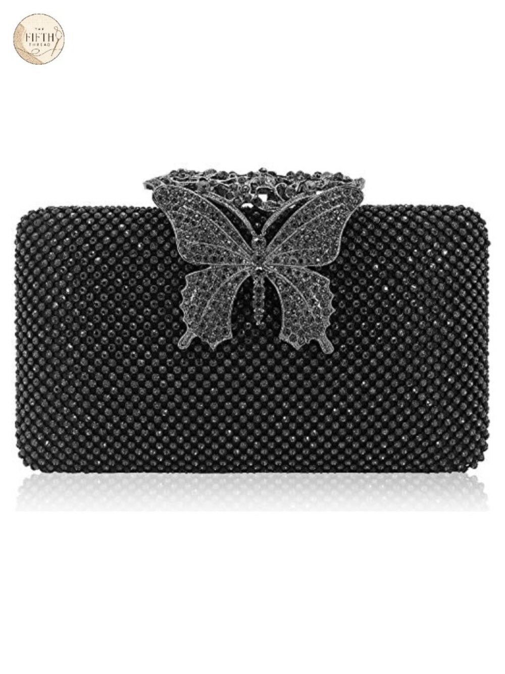 Rhinestone Evening Clutch Crystal Butterfly Clasp Formal Party Purse
